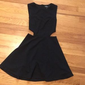Black fit and flare dress with super cute cutouts!